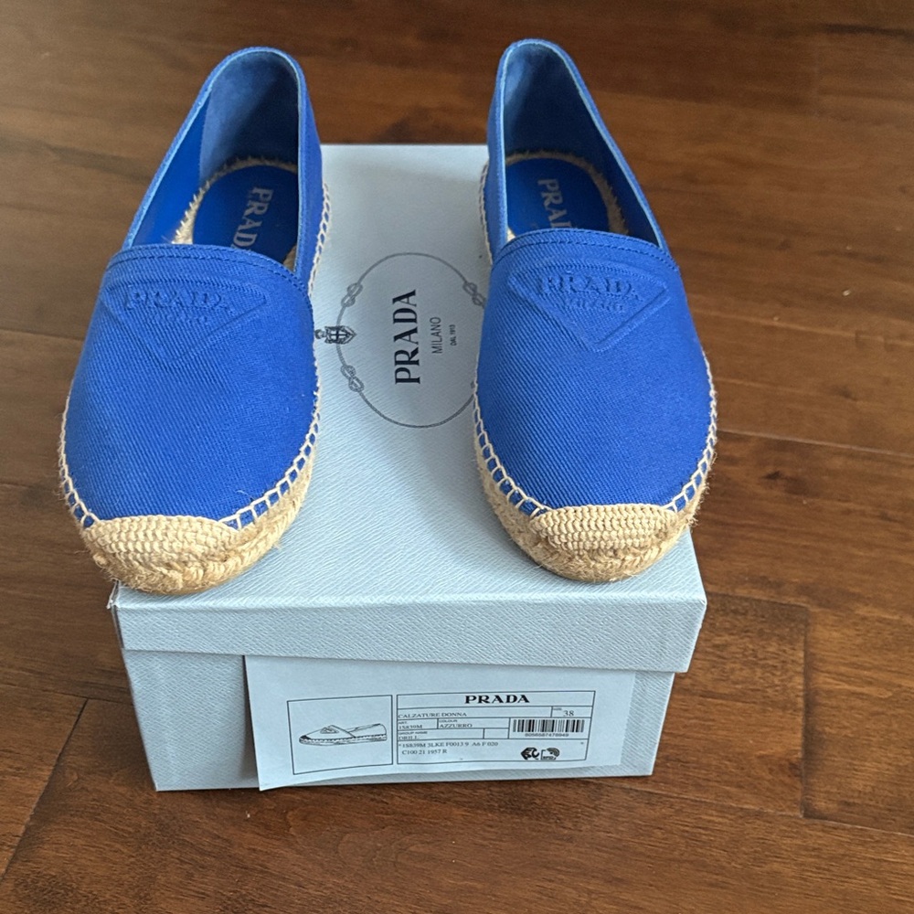 Prada Women's Blue Canvas Espadrilles